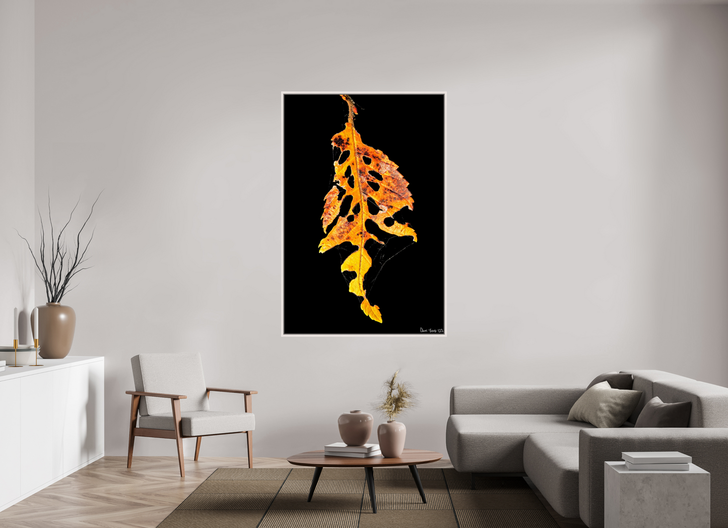 44 x 66″, Floater Frame Maple White Autumn's Vengeance