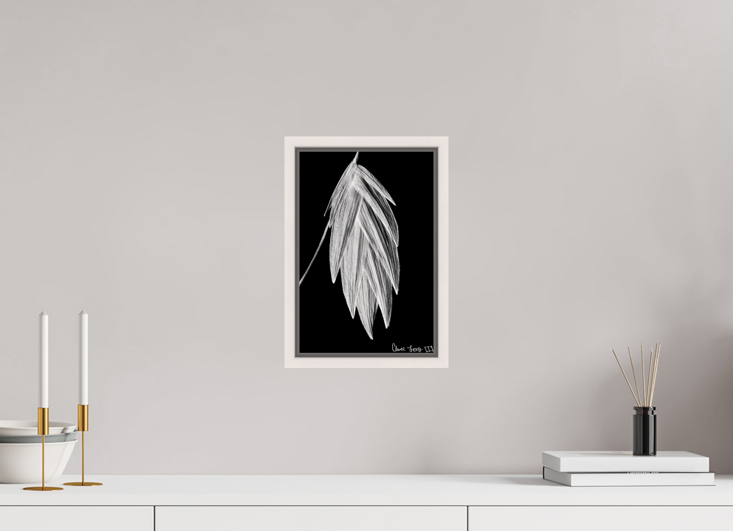 8 x 12″, Floater Frame Maple White Tenebrous Sea Oat