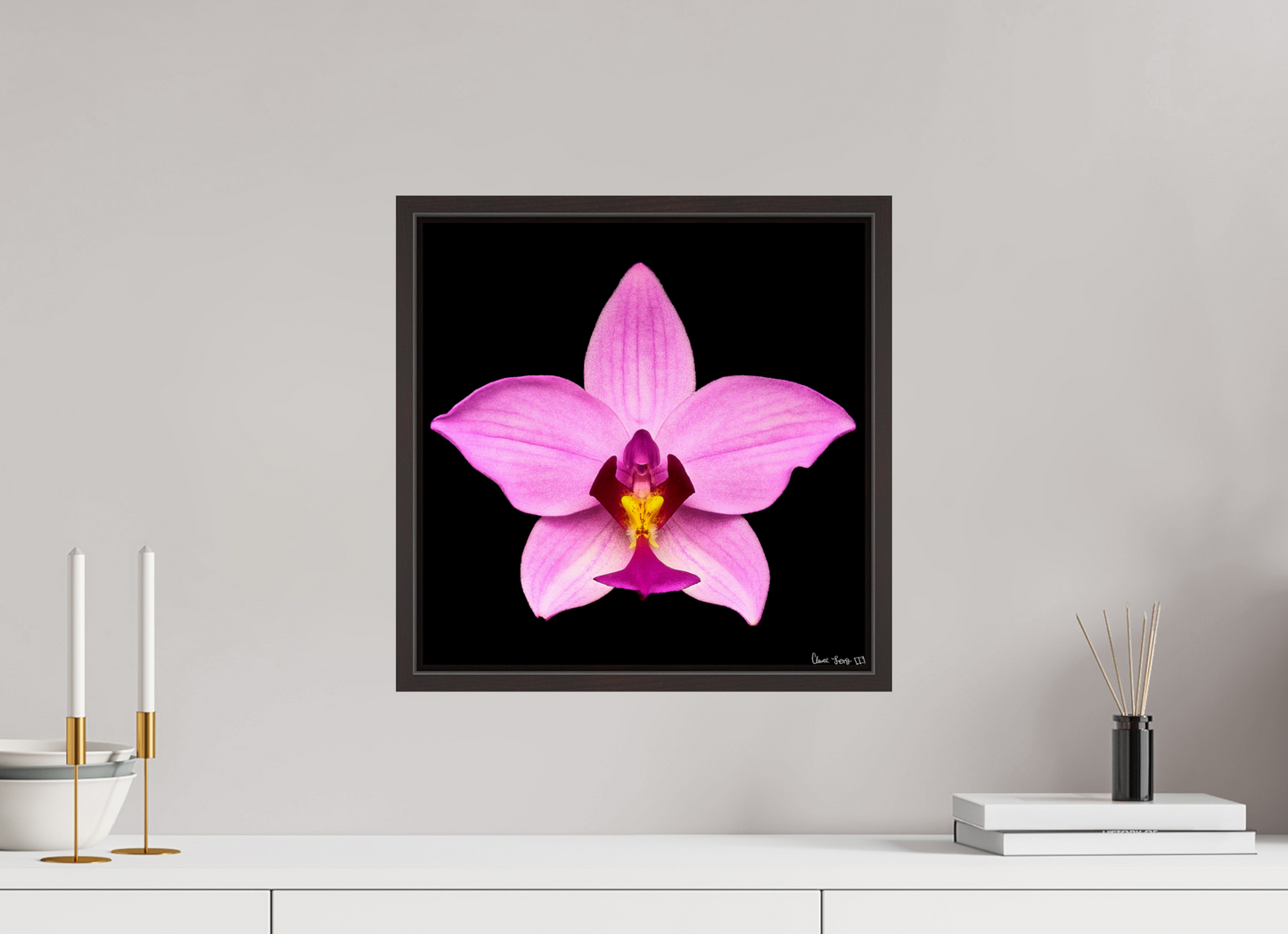 15 x 15″, Floater Frame Alder Brown Bubblegum Star