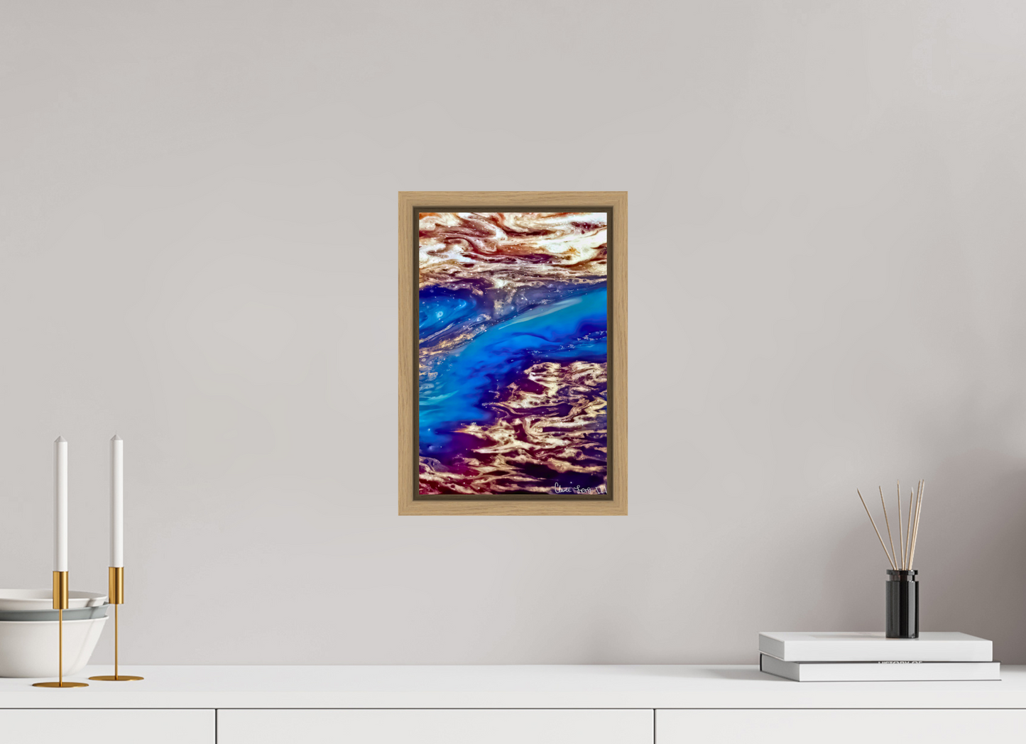 8 x 12″, Floater Frame Natural Oak Stratospheric View