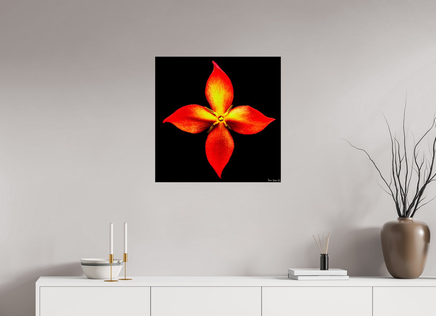 25 x 25″, Glossy Metal Blazing Compass