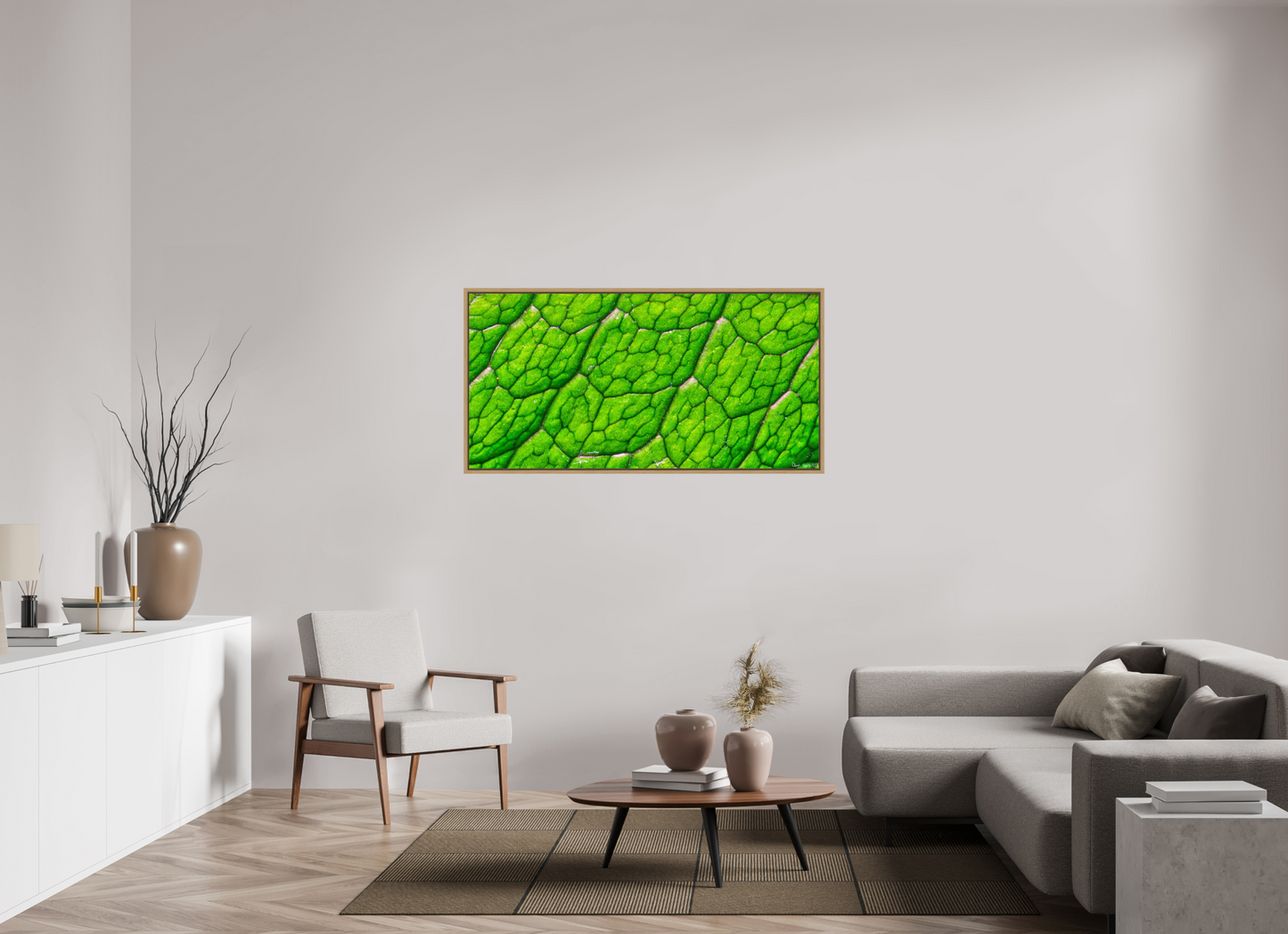 56 x 28″, Floater Frame Natural Oak Uniformed Venation