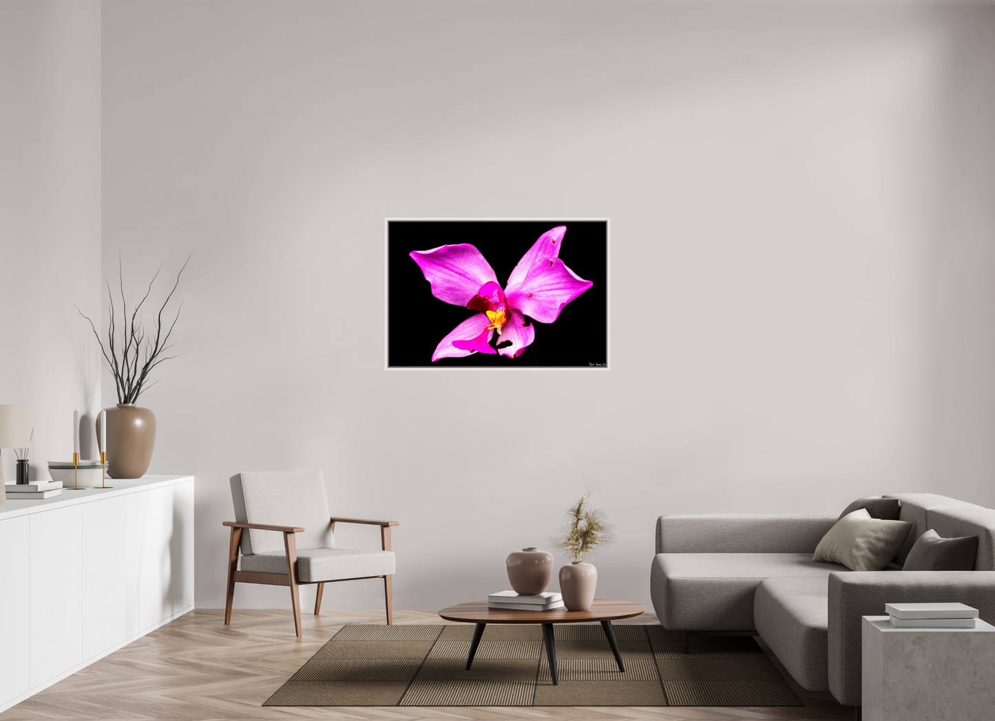 45 x 30″, Floater Frame Maple White Efflorescence