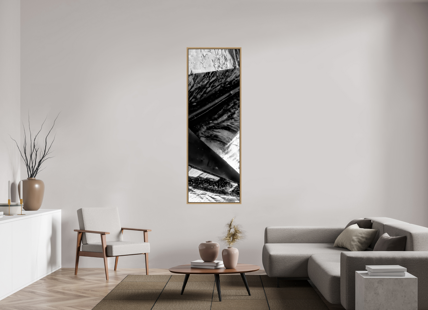 24 x 72″, Floater Frame Natural Oak Plentiful Polygons