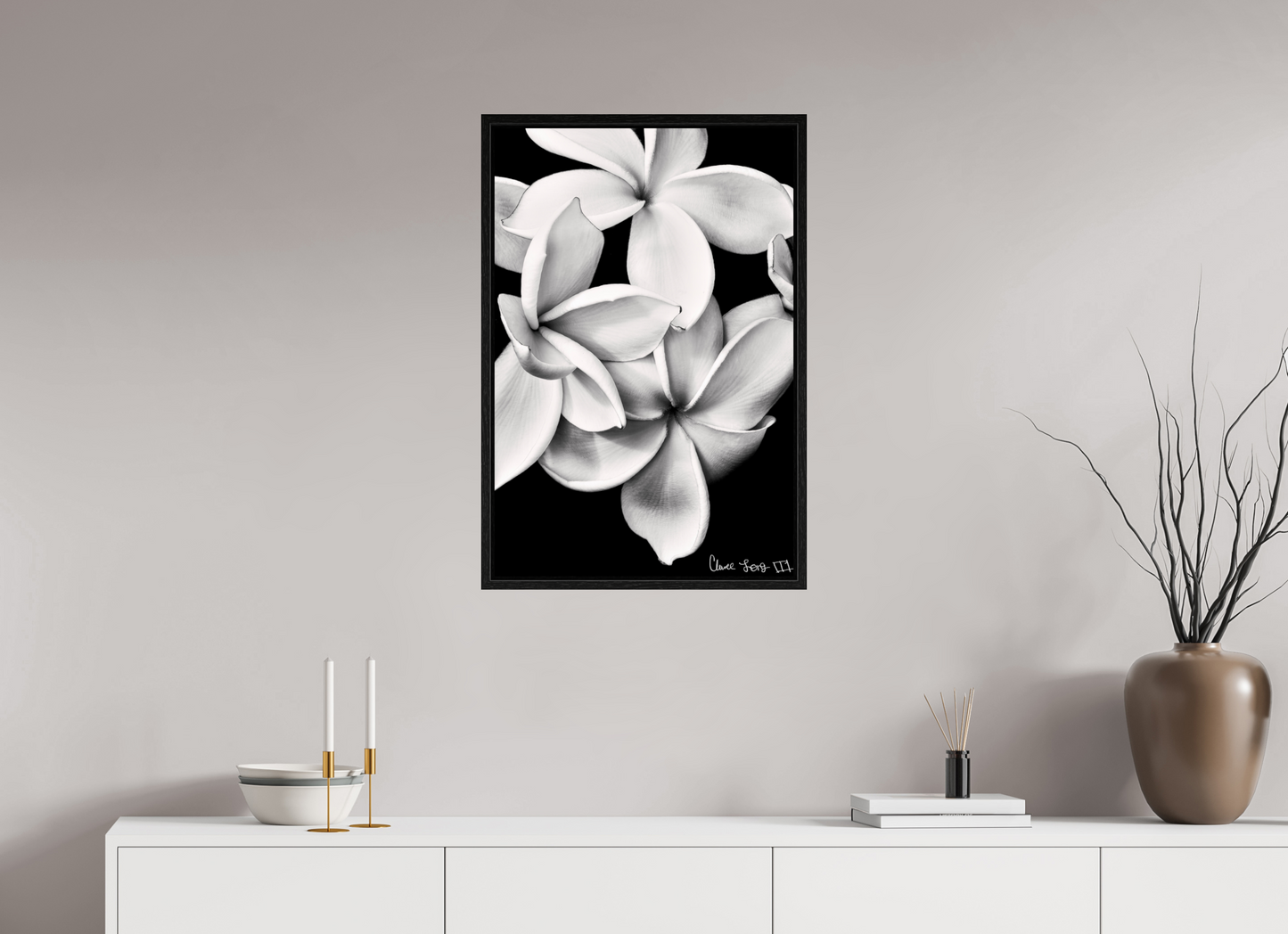 20 x 30″, Floater Frame Black Oak Floral Abyss