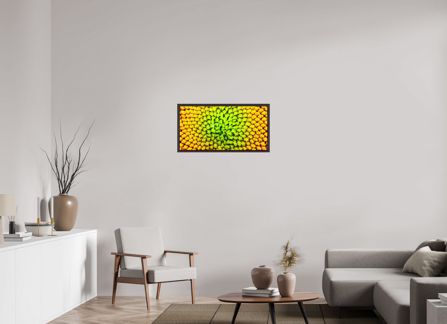 32 x 16″, Floater Frame Alder Brown Geometric Harmony