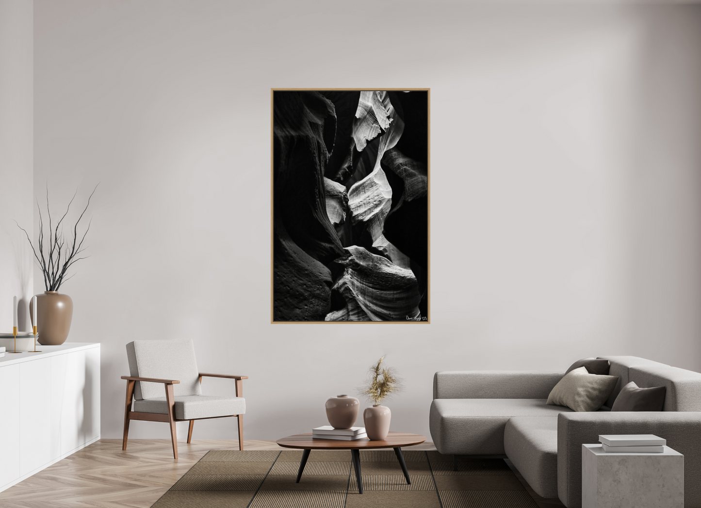 44 x 66″, Floater Frame Natural Oak Sphinx