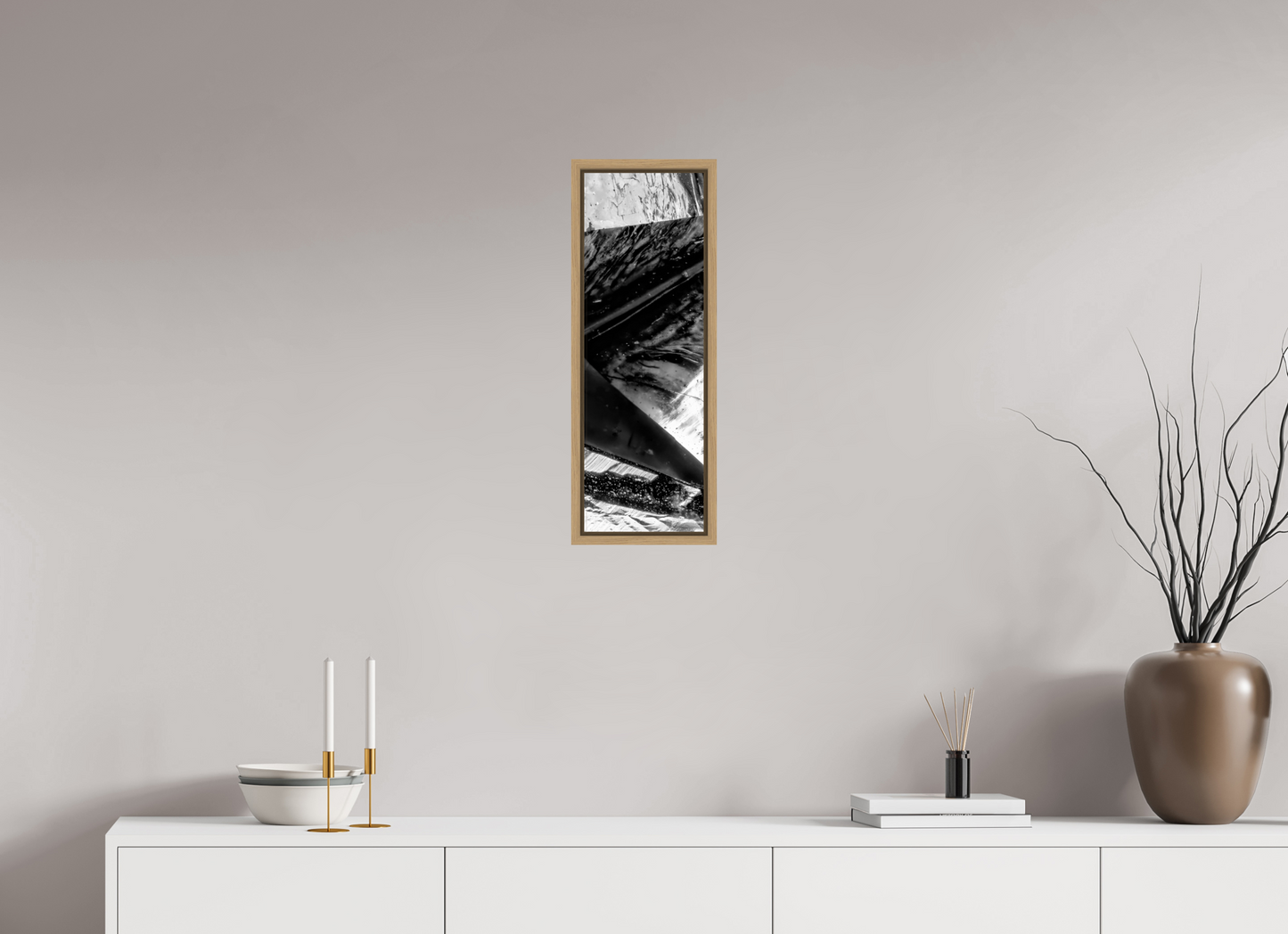 8 x 24″, Floater Frame Natural Oak Plentiful Polygons
