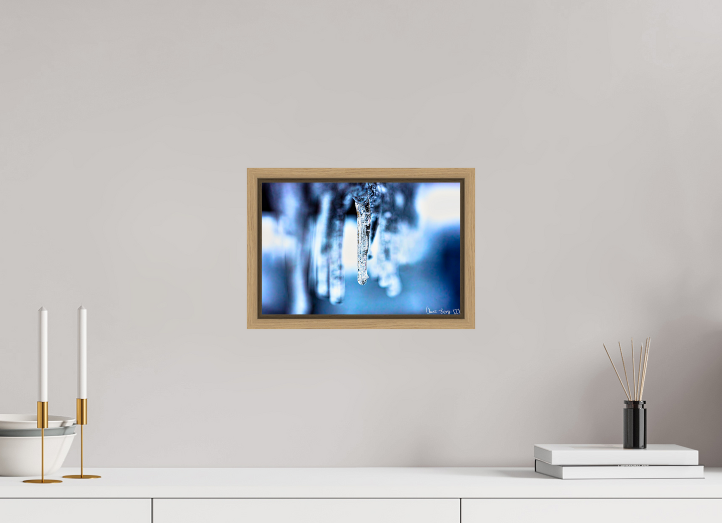 12 x 8″, Floater Frame Natural Oak Sickle of Boreas