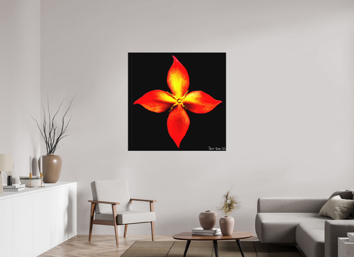 45 x 45″, Matte Canvas Blazing Compass