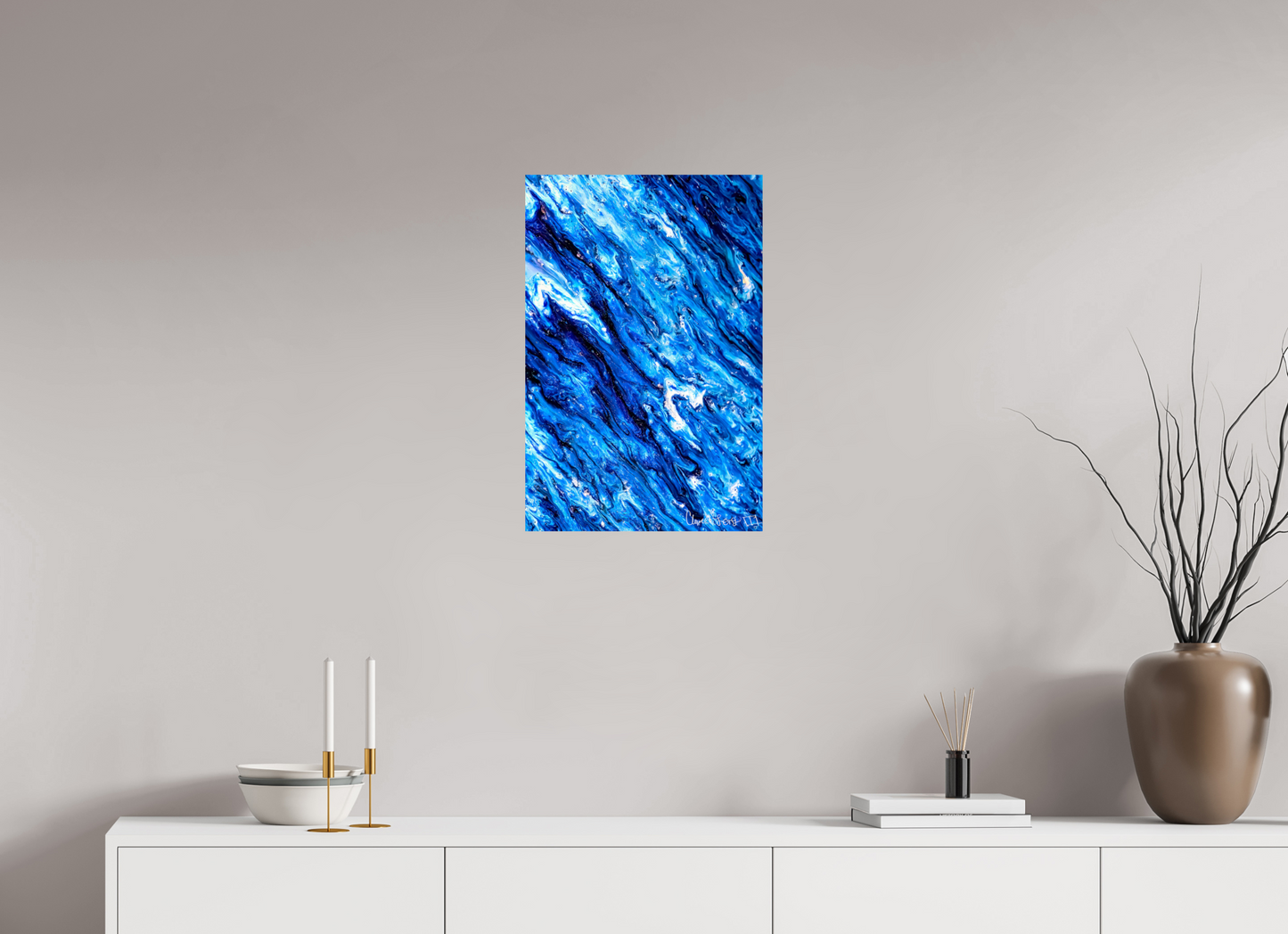 16 x 24″, Glossy Metal Tilted Waves