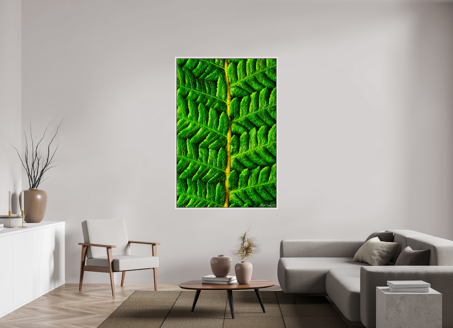 44 x 66″, Floater Frame Maple White Lush Vitality