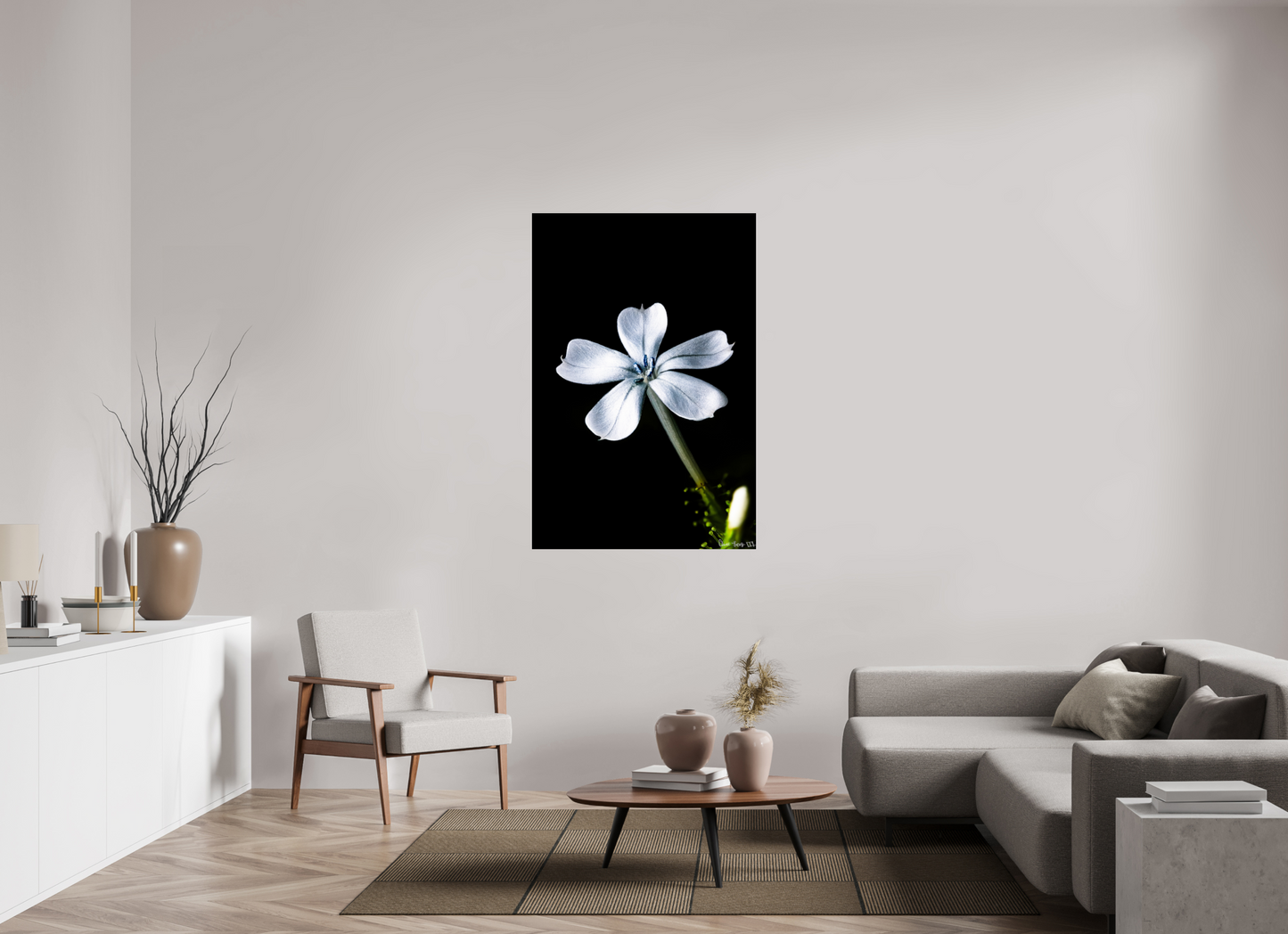 36 x 54″, Acrylic Silver Petals