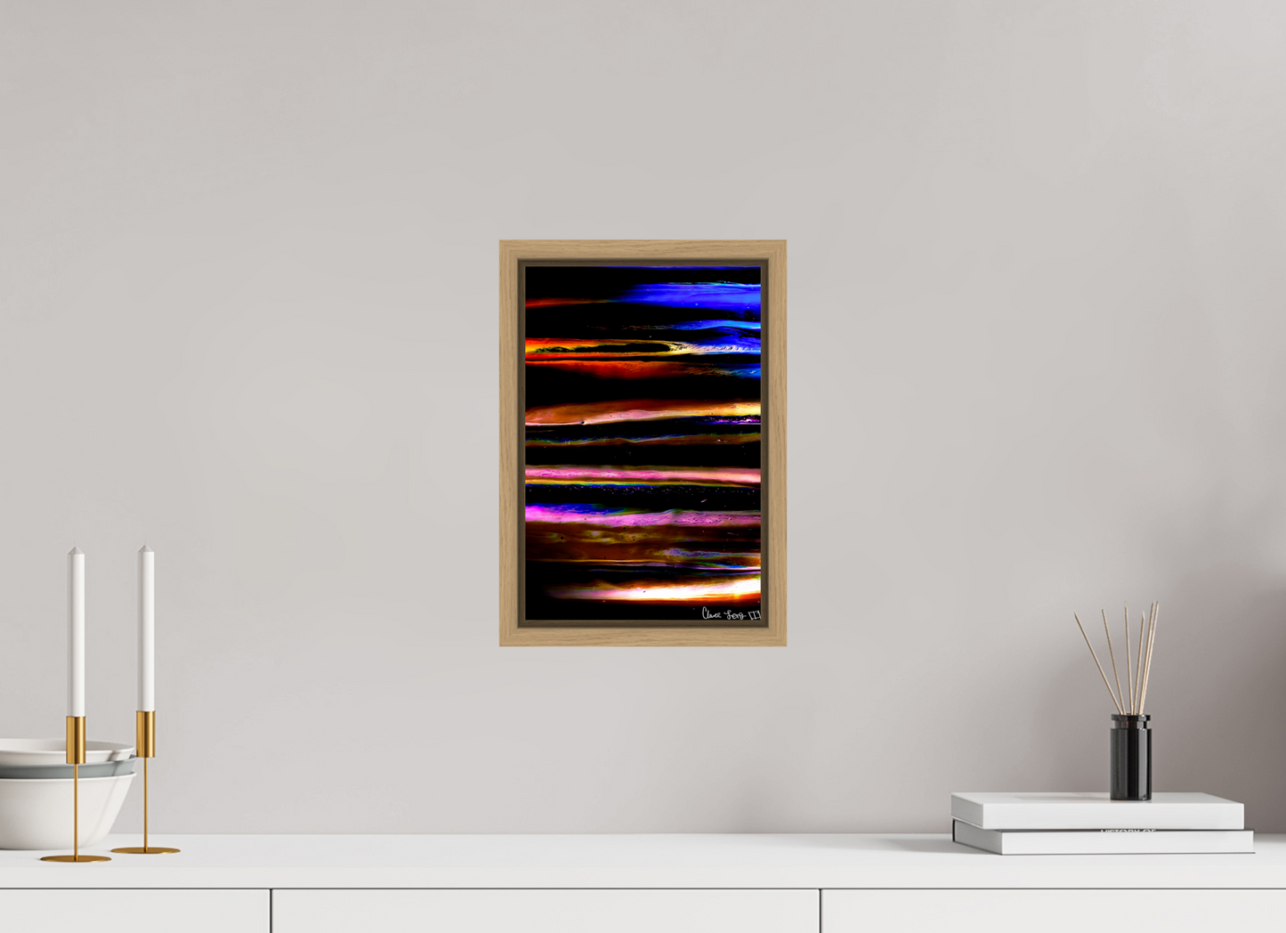 8 x 12″, Floater Frame Natural Oak Jupiter’s Storm