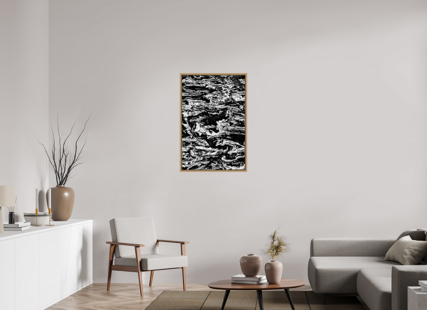 24 x 36″, Floater Frame Natural Oak Tempest