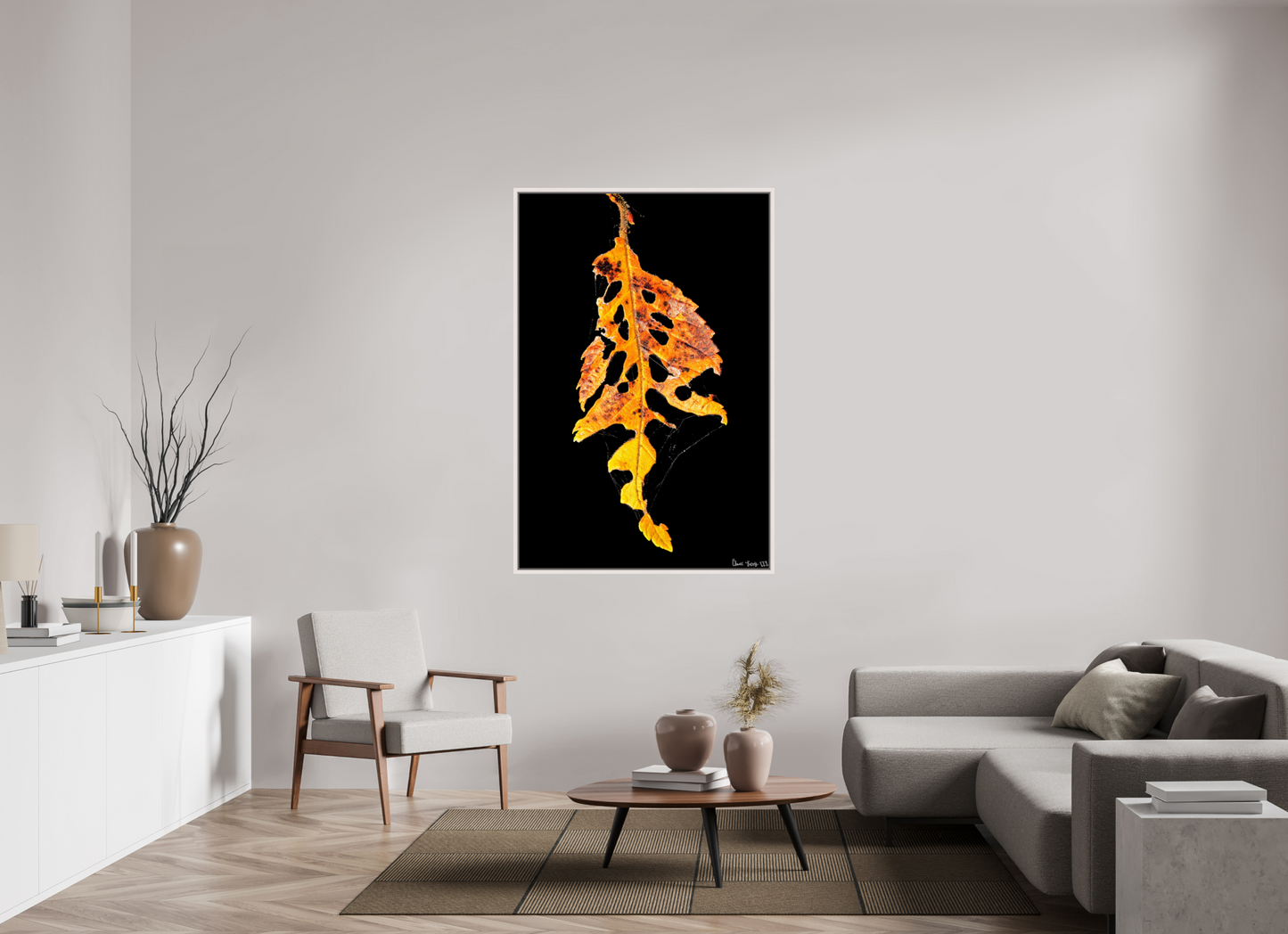 40 x 60″, Floater Frame Maple White Autumn's Vengeance