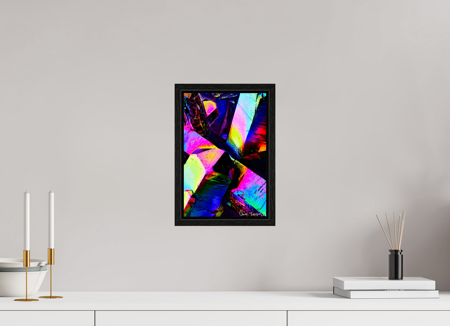 8 x 12″, Floater Frame Black Oak Prismatic Shards