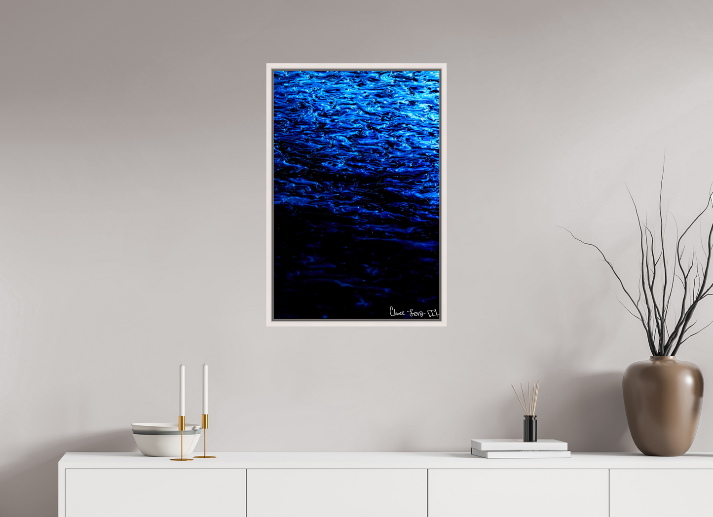 20 x 30″, Floater Frame Maple White Submergence