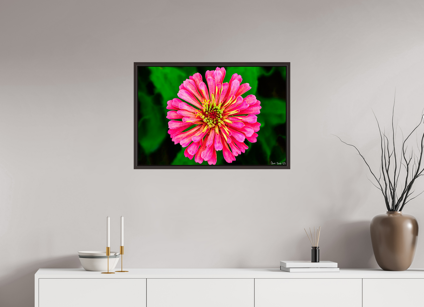 30 x 20″, Floater Frame Alder Brown Peach Summer