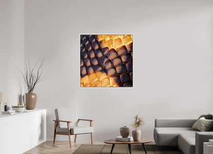 40 x 40″, Floater Frame Maple White Python’s Glow