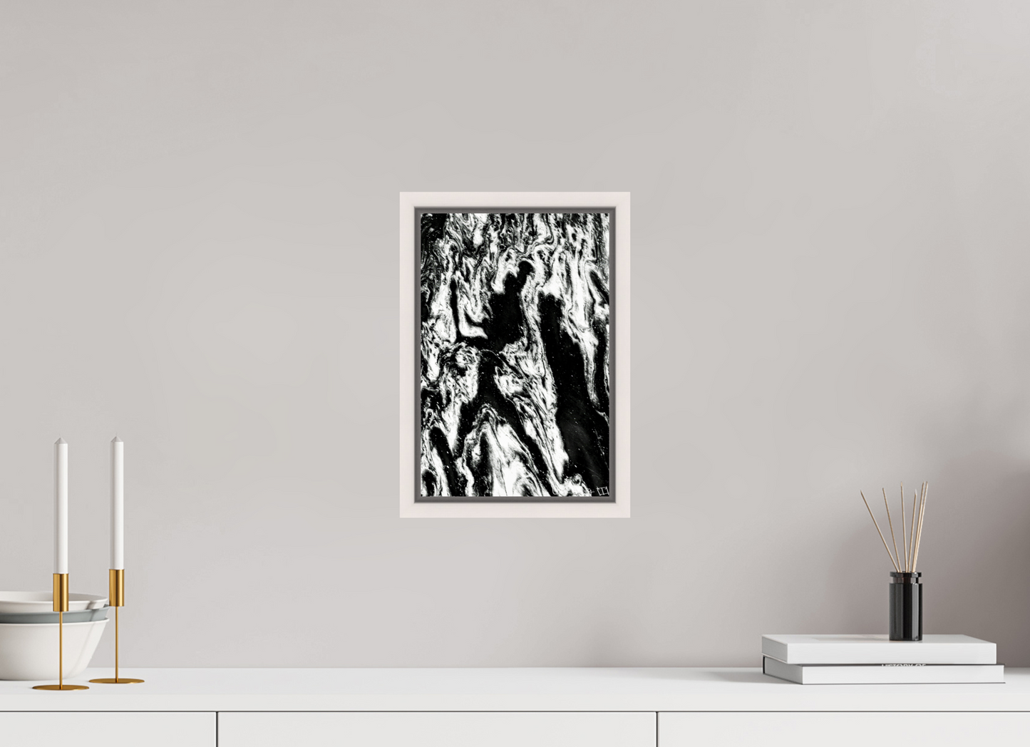 8 x 12″, Floater Frame Maple White Frolicking Shadows