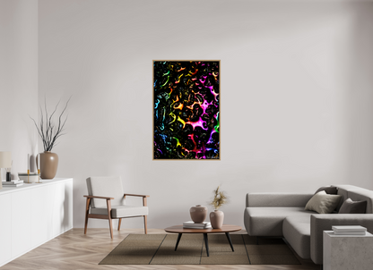 36 x 54″, Floater Frame Natural Oak Petroleum Rainbow