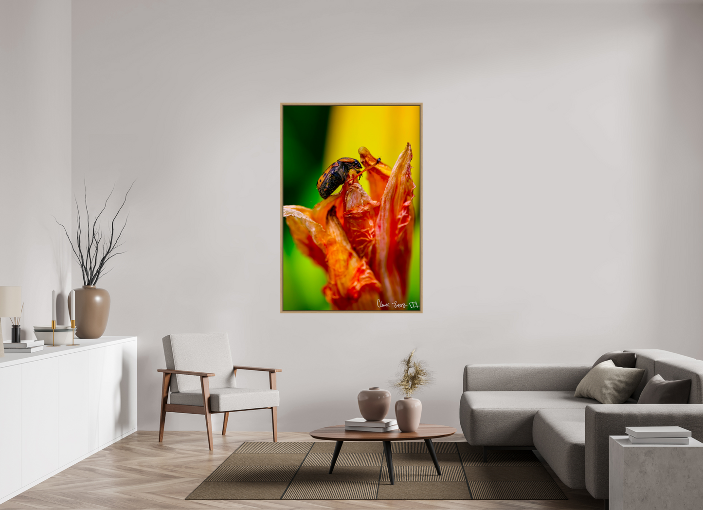 40 x 60″, Floater Frame Natural Oak Perched Grave