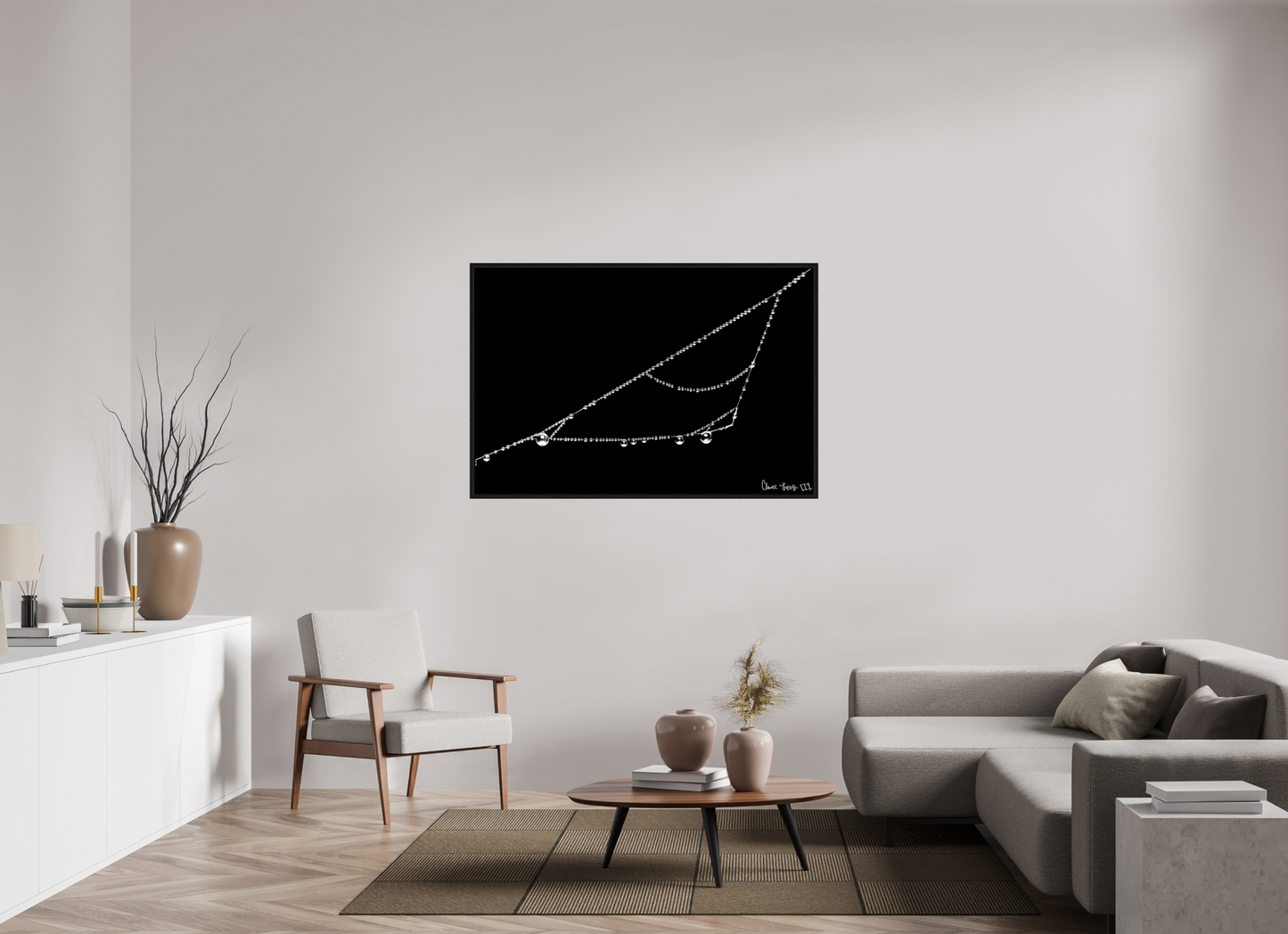 54 x 36″, Floater Frame Black Oak Right Triangle