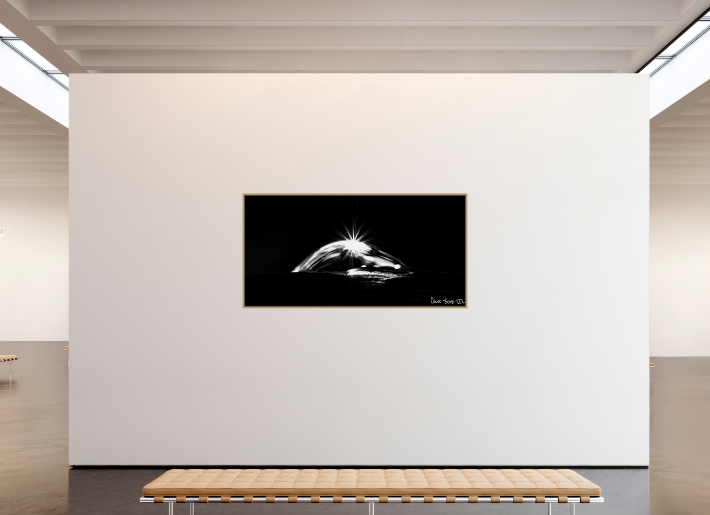 78 x 39″, Floater Frame Natural Oak Starry Mountain