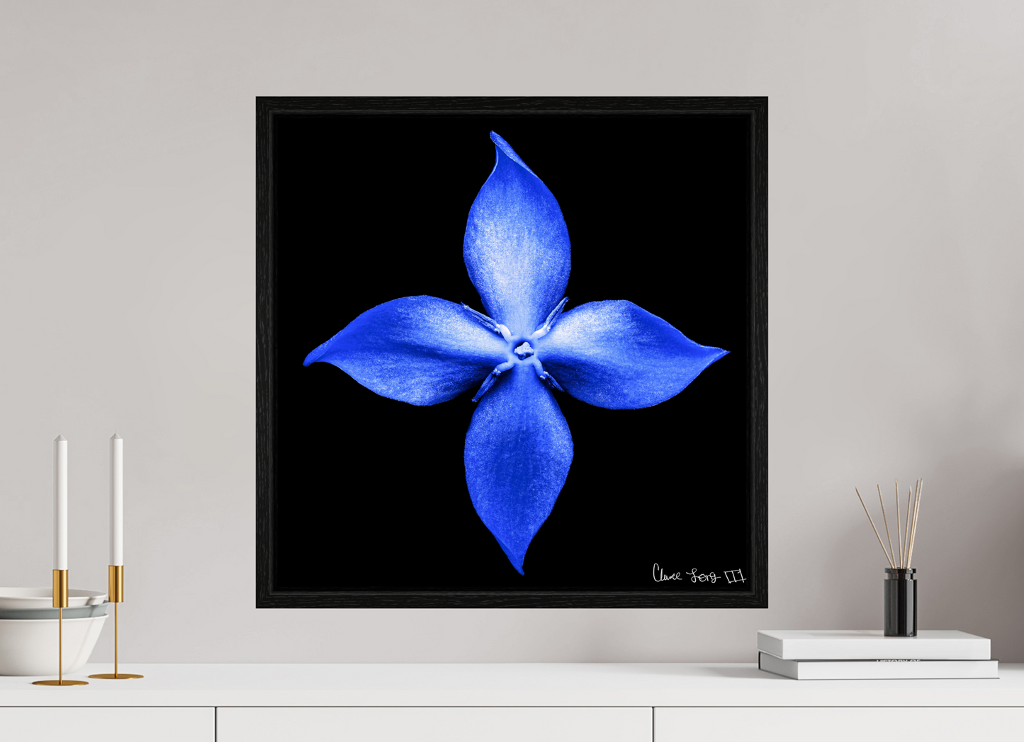 20 x 20″, Floater Frame Black Oak Halcyon Compass