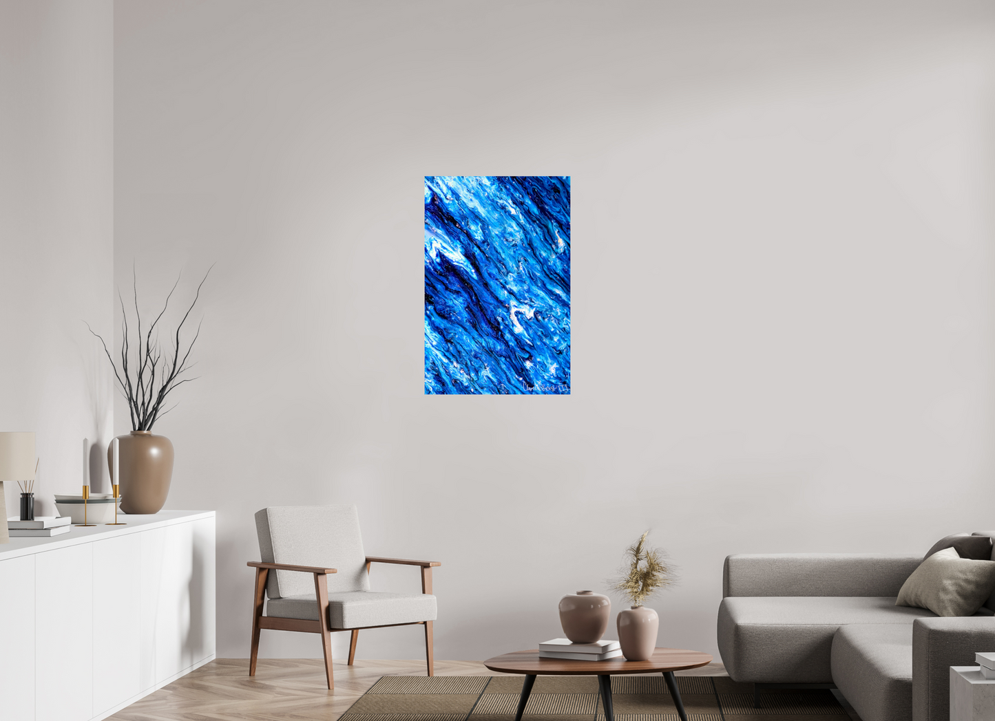 24 x 36″, Glossy Metal Tilted Waves