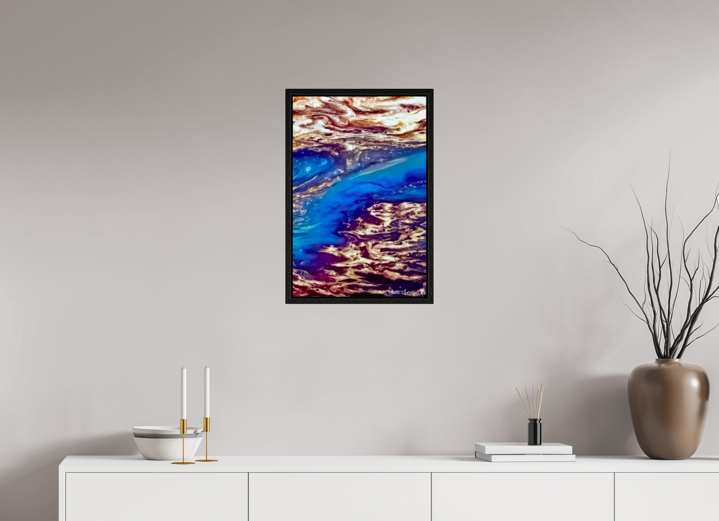16 x 24″, Floater Frame Black Oak Stratospheric View