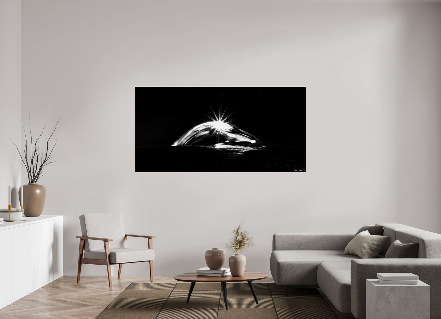 78 x 39″, Glossy Metal Starry Mountain