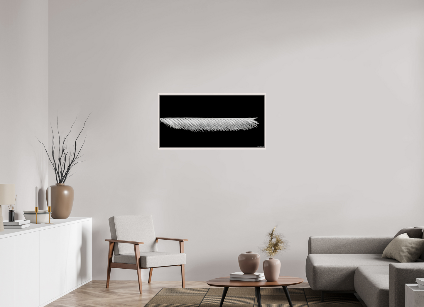 40 x 20″, Floater Frame Maple White Frayed Precision
