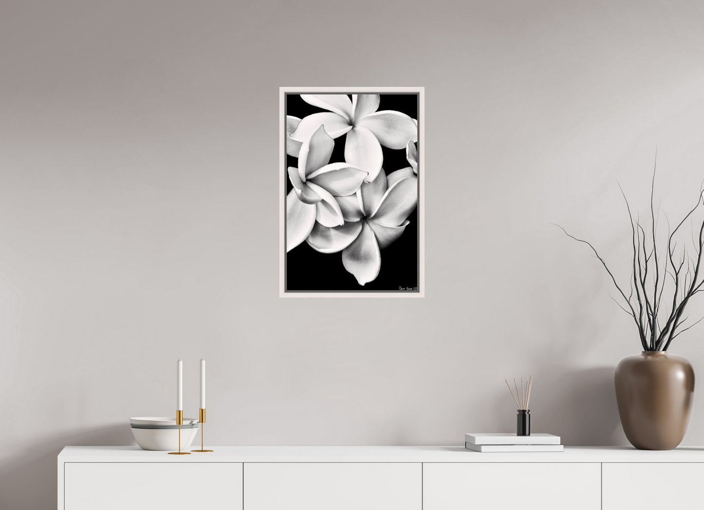 16 x 24″, Floater Frame Maple White Floral Abyss