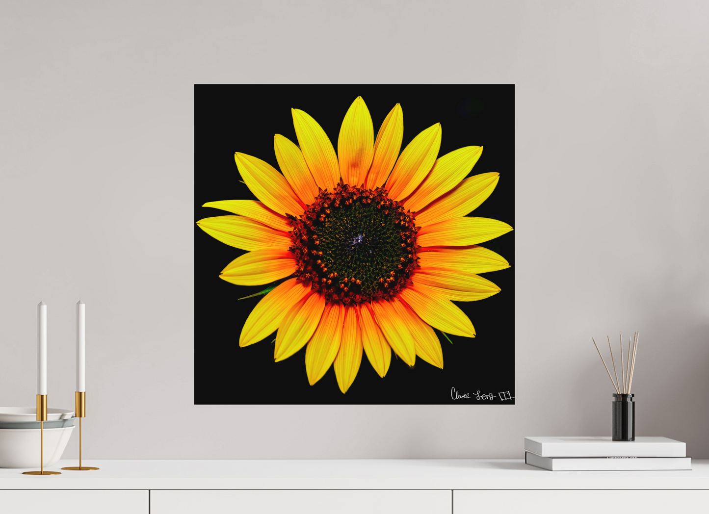 20 x 20″, Matte Metal Nana’s Sunflower