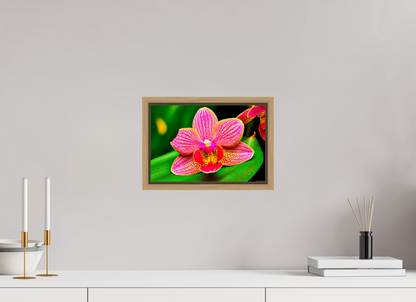 12 x 8″, Floater Frame Natural Oak Vigorous Orchid