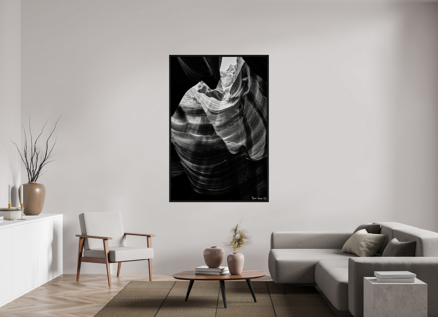 44 x 66″, Floater Frame Black Oak Overtime