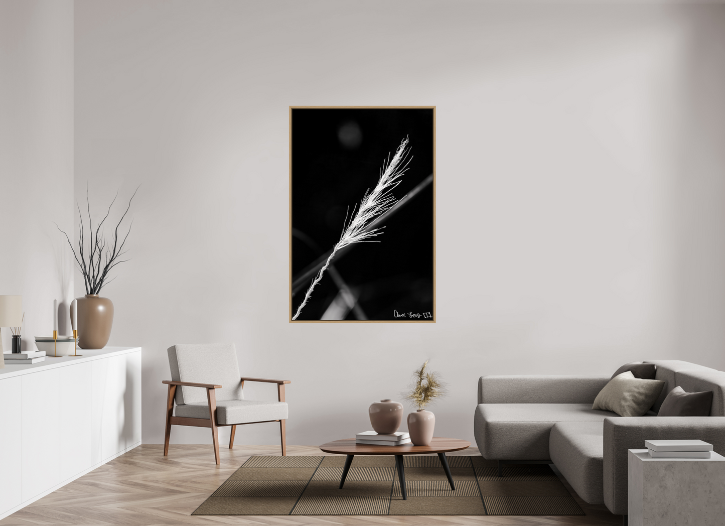 40 x 60″, Floater Frame Natural Oak Frayed