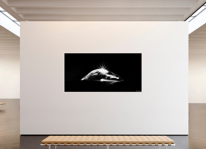 94 x 47″, Floater Frame Maple White Starry Mountain
