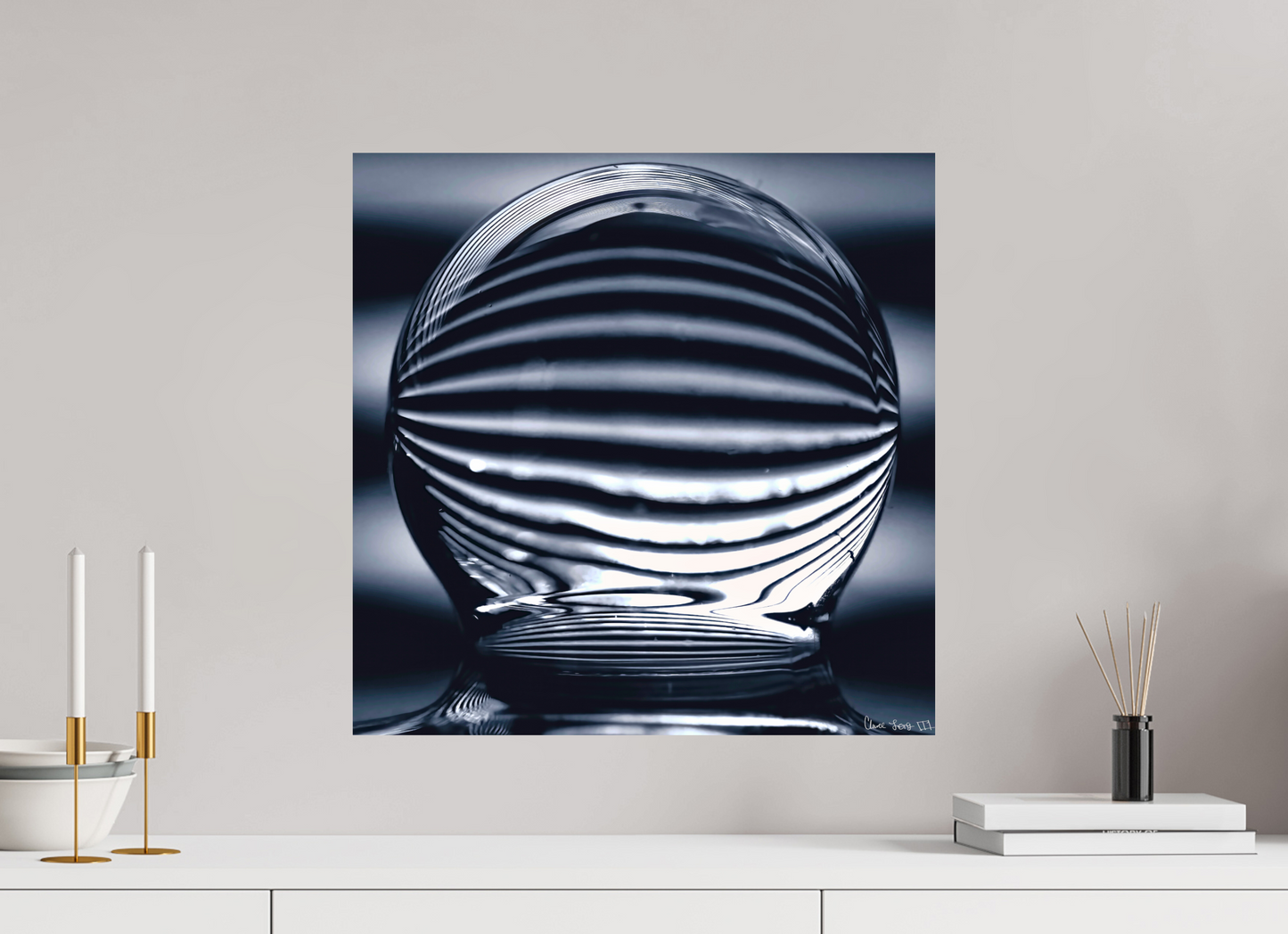 20 x 20″, Glossy Metal Orb of Light