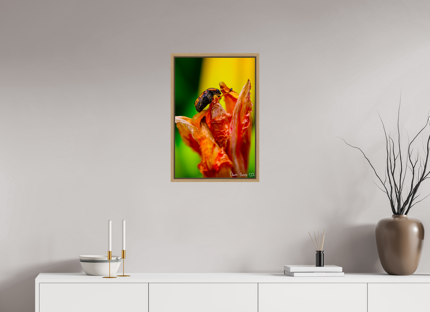 16 x 24″, Floater Frame Natural Oak Perched Grave