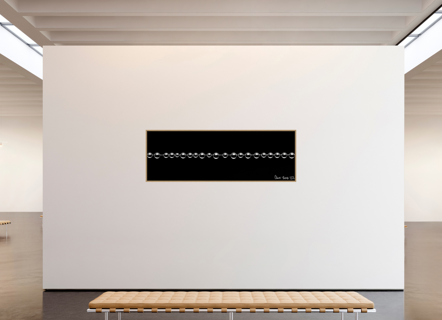 84 x 28″, Floater Frame Natural Oak Orbed Symmetry