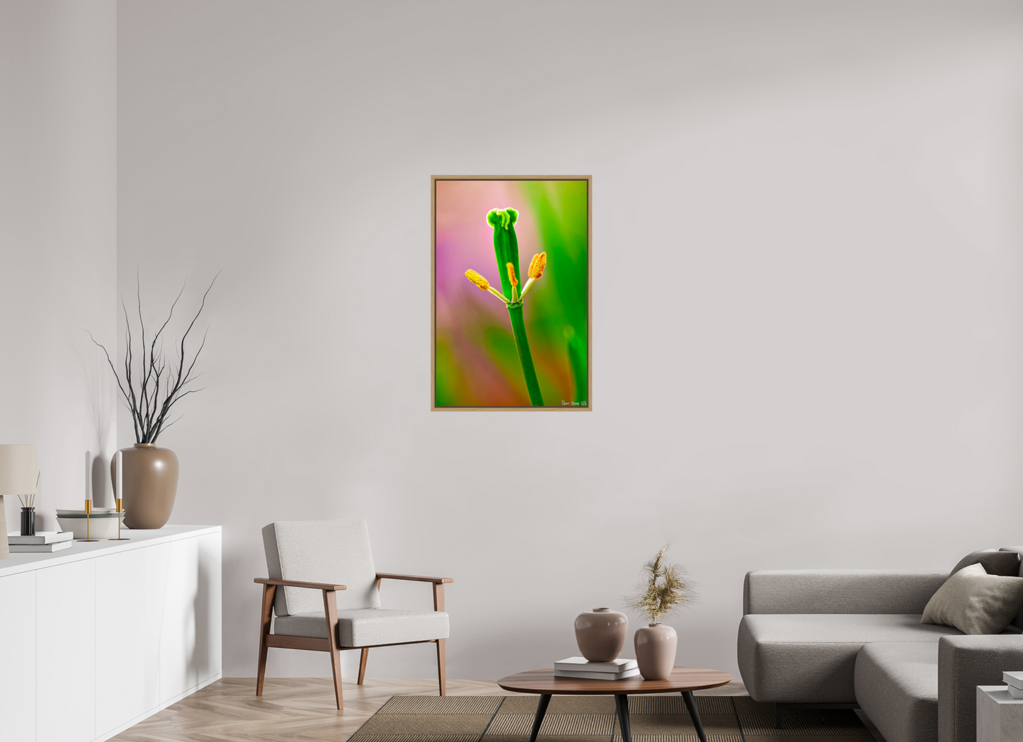 24 x 36″, Floater Frame Natural Oak Gaia’s Tower