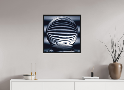 25 x 25″, Floater Frame Black Oak Orb of Light