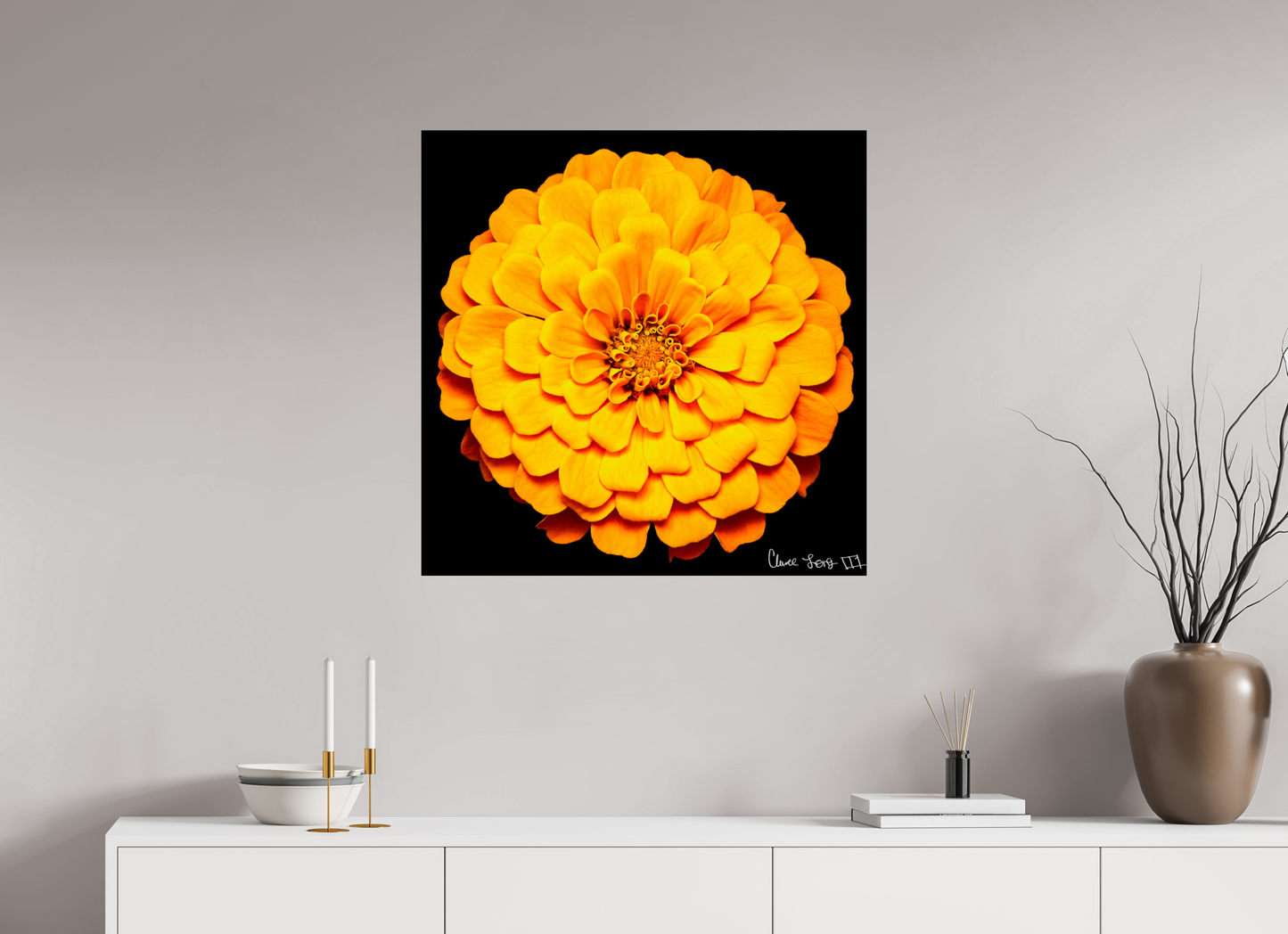 30 x 30″, Glossy Metal Midnight Sun