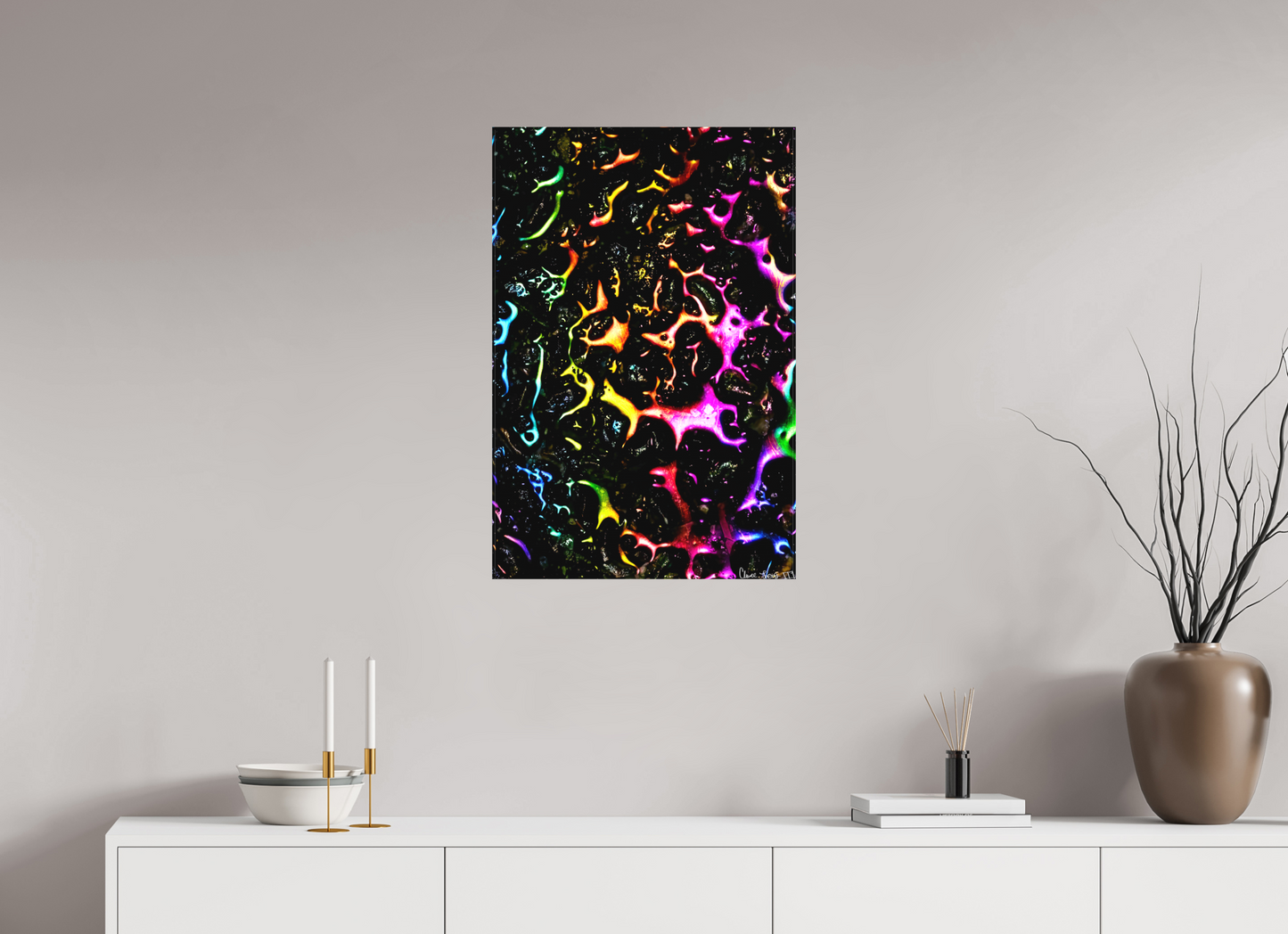 20 x 30″, Matte Canvas Petroleum Rainbow