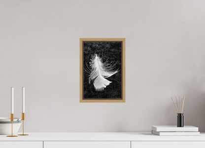8 x 12″, Floater Frame Natural Oak Feather On Ice