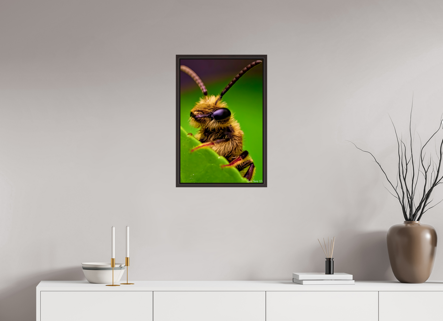 16 x 24″, Floater Frame Alder Brown The Cutest Bee