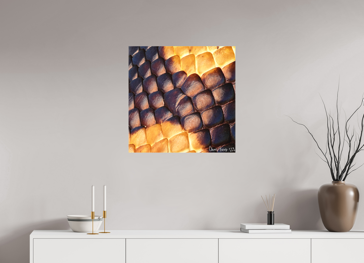25 x 25″, Matte Canvas Python’s Glow